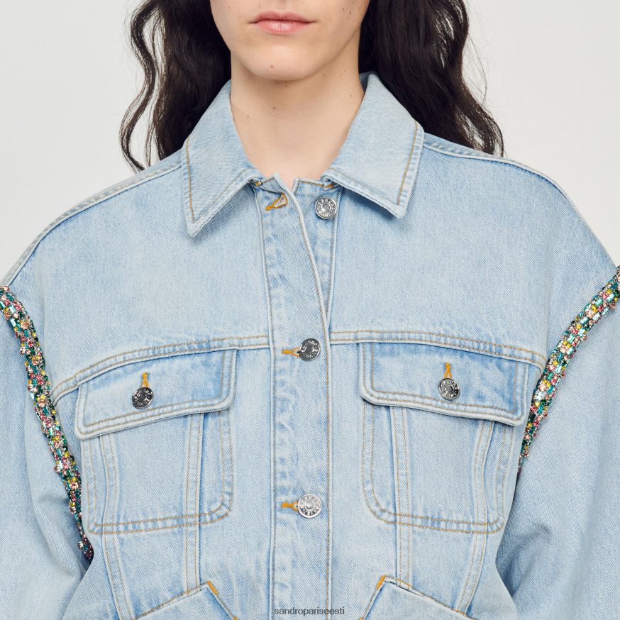 Sandro Paris kehakate naised kividega teksajakk BN4RF137 heledad teksad