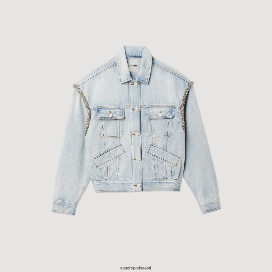 Sandro Paris kehakate naised kividega teksajakk BN4RF137 heledad teksad