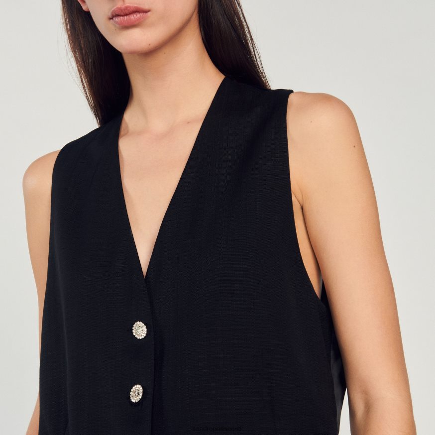 Sandro Paris kehakate naised mehelik strassikivist vest BN4RF284 must