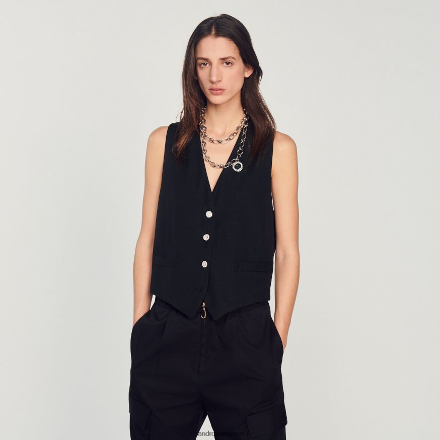 Sandro Paris kehakate naised mehelik strassikivist vest BN4RF284 must