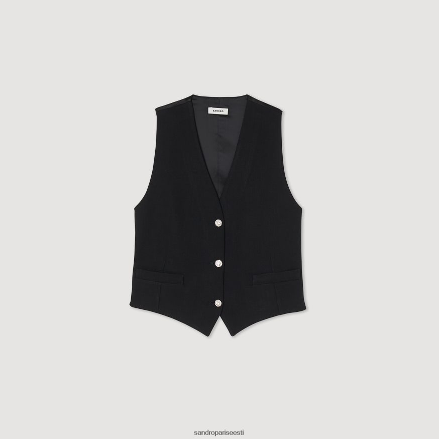 Sandro Paris kehakate naised mehelik strassikivist vest BN4RF284 must