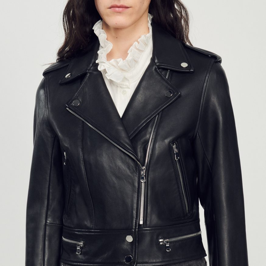 Sandro Paris kehakate naised nahast jakk BN4RF104 must