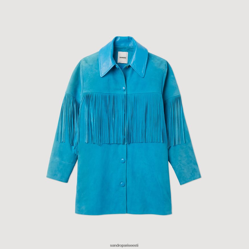 Sandro Paris kehakate naised pikk narmastega nahktagi BN4RF444 türkiissinine