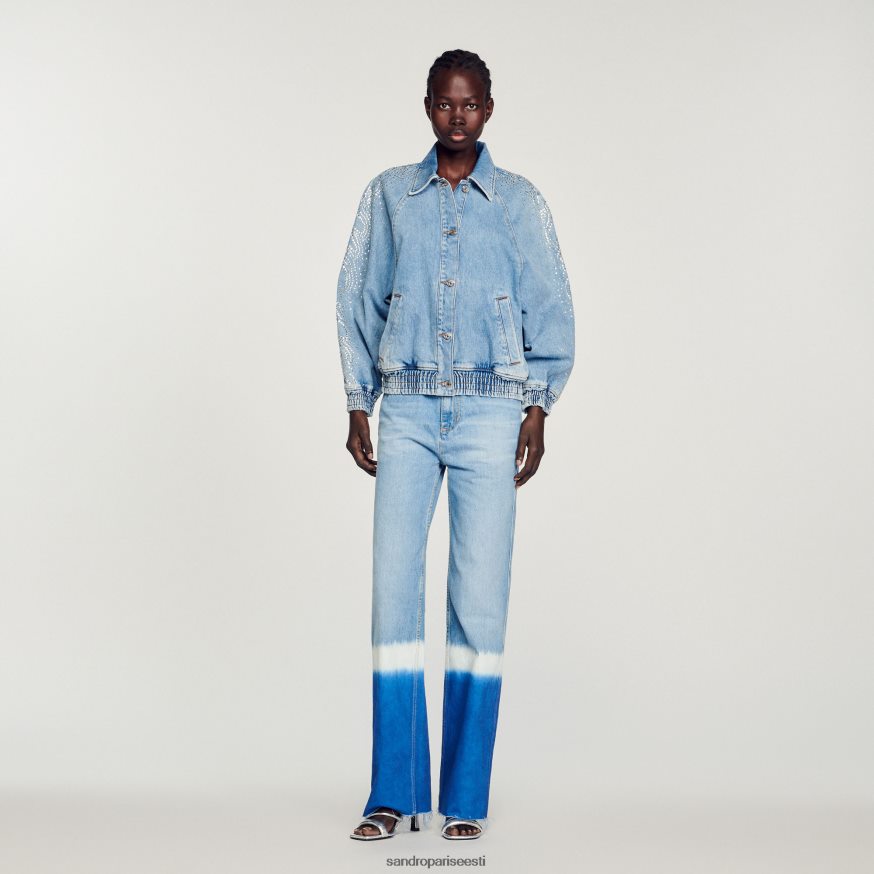 Sandro Paris kehakate naised rhinestone teksajakk BN4RF203 sinised teksad