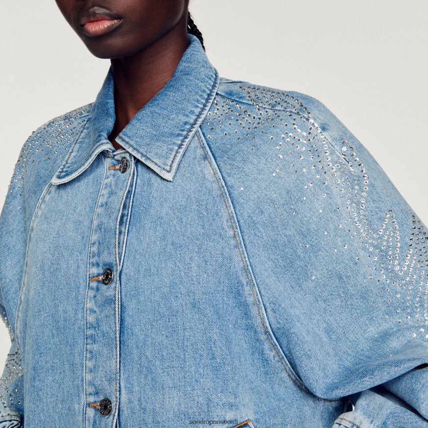 Sandro Paris kehakate naised rhinestone teksajakk BN4RF203 sinised teksad