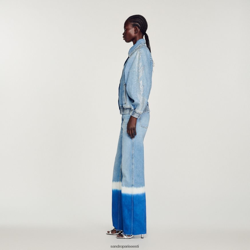 Sandro Paris kehakate naised rhinestone teksajakk BN4RF203 sinised teksad