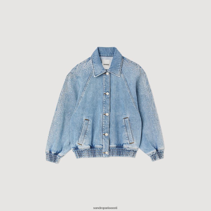 Sandro Paris kehakate naised rhinestone teksajakk BN4RF203 sinised teksad