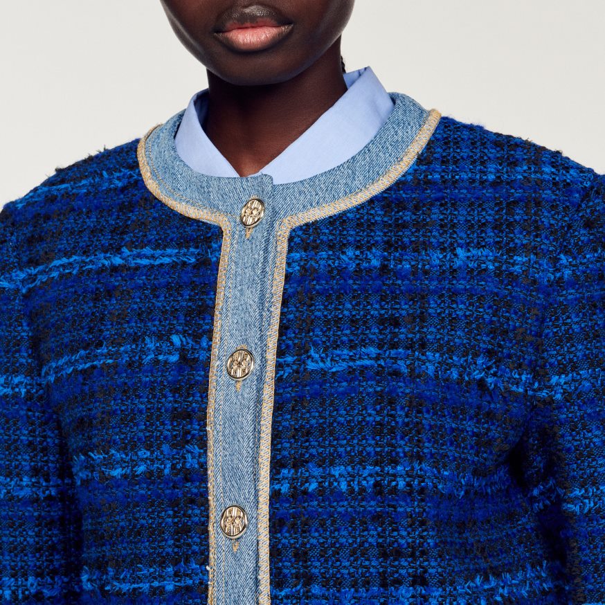 Sandro Paris kehakate naised tviid jakk BN4RF290 elektrisinine