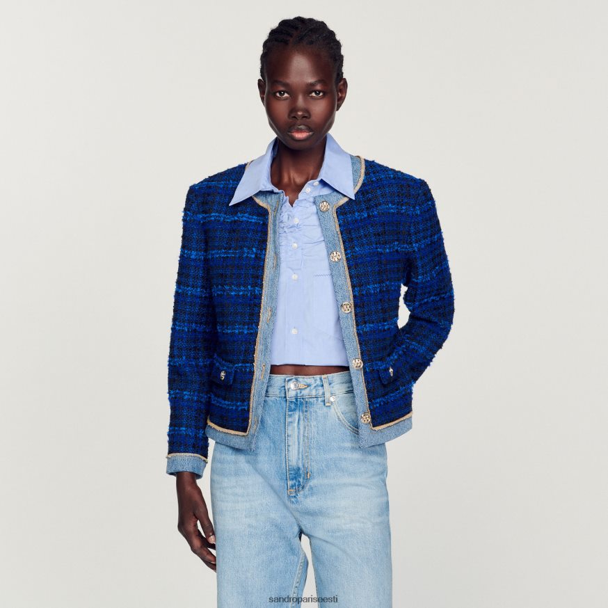 Sandro Paris kehakate naised tviid jakk BN4RF290 elektrisinine