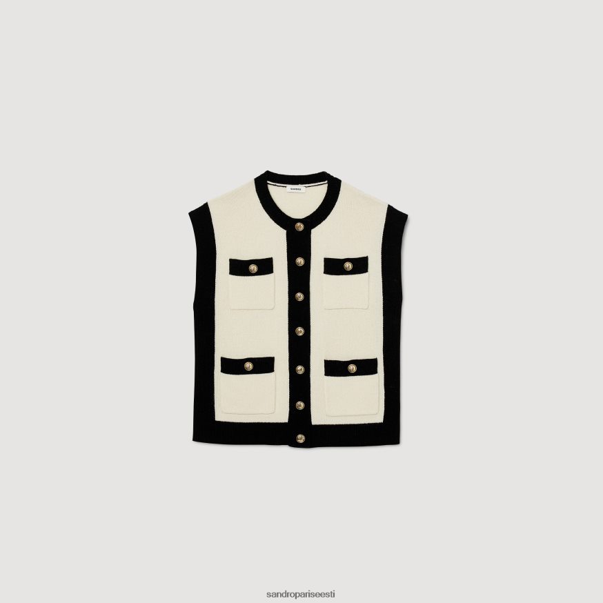 Sandro Paris kehakate naised avar varrukateta mantel BN4RF7 ekru