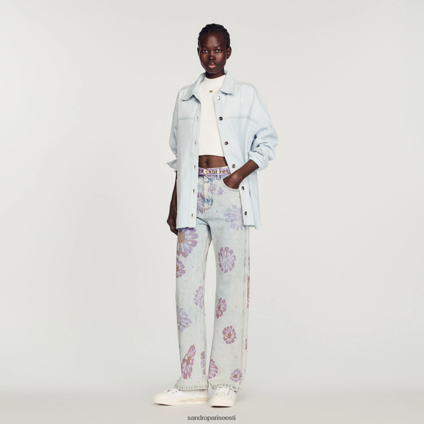 Sandro Paris kehakate naised denim ja kootud mantel BN4RF437 taevasinine