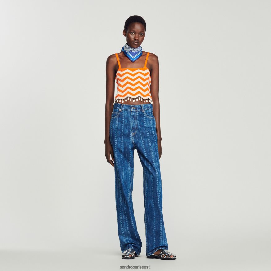 Sandro Paris kehakate naised drop-bead crop top BN4RF446 oranž/valge