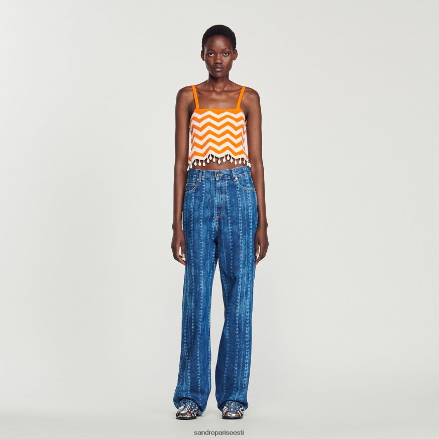 Sandro Paris kehakate naised drop-bead crop top BN4RF446 oranž/valge