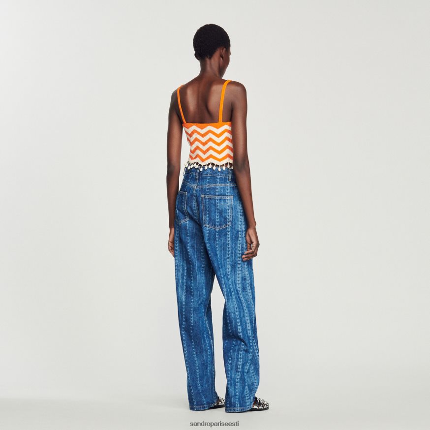 Sandro Paris kehakate naised drop-bead crop top BN4RF446 oranž/valge