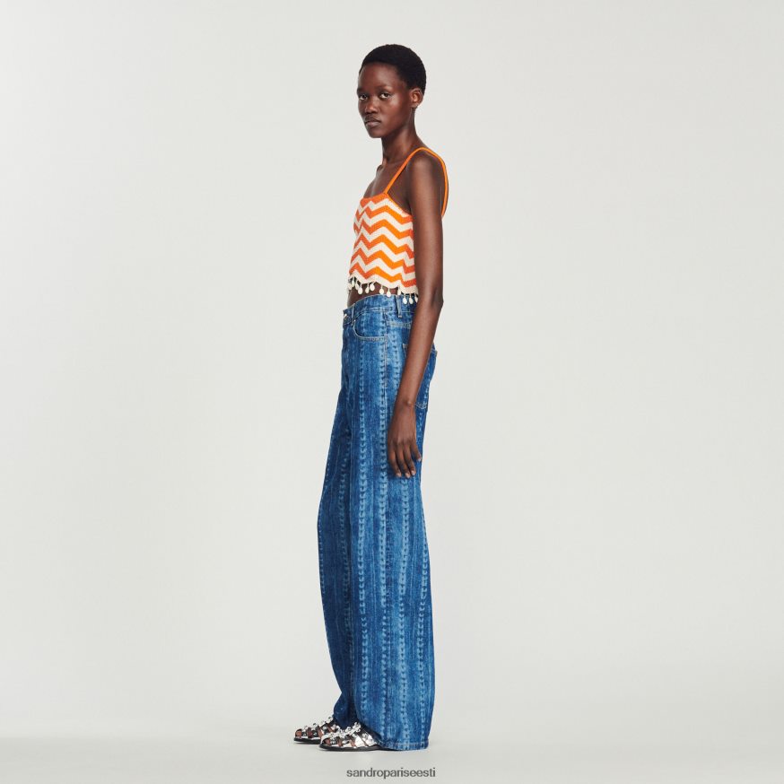 Sandro Paris kehakate naised drop-bead crop top BN4RF446 oranž/valge