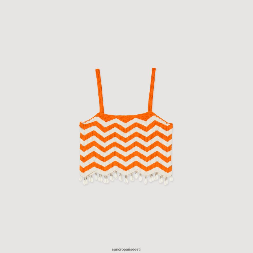 Sandro Paris kehakate naised drop-bead crop top BN4RF446 oranž/valge