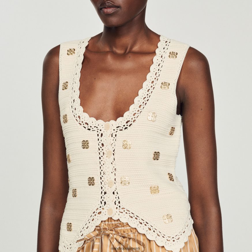 Sandro Paris kehakate naised heegeldatud top BN4RF132 ekru