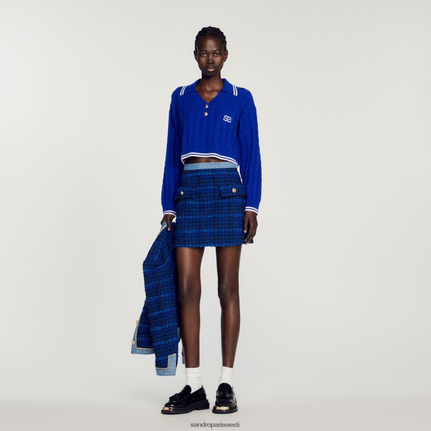 Sandro Paris kehakate naised kärbitud kaabliga kootud kampsun BN4RF333 elektrisinine