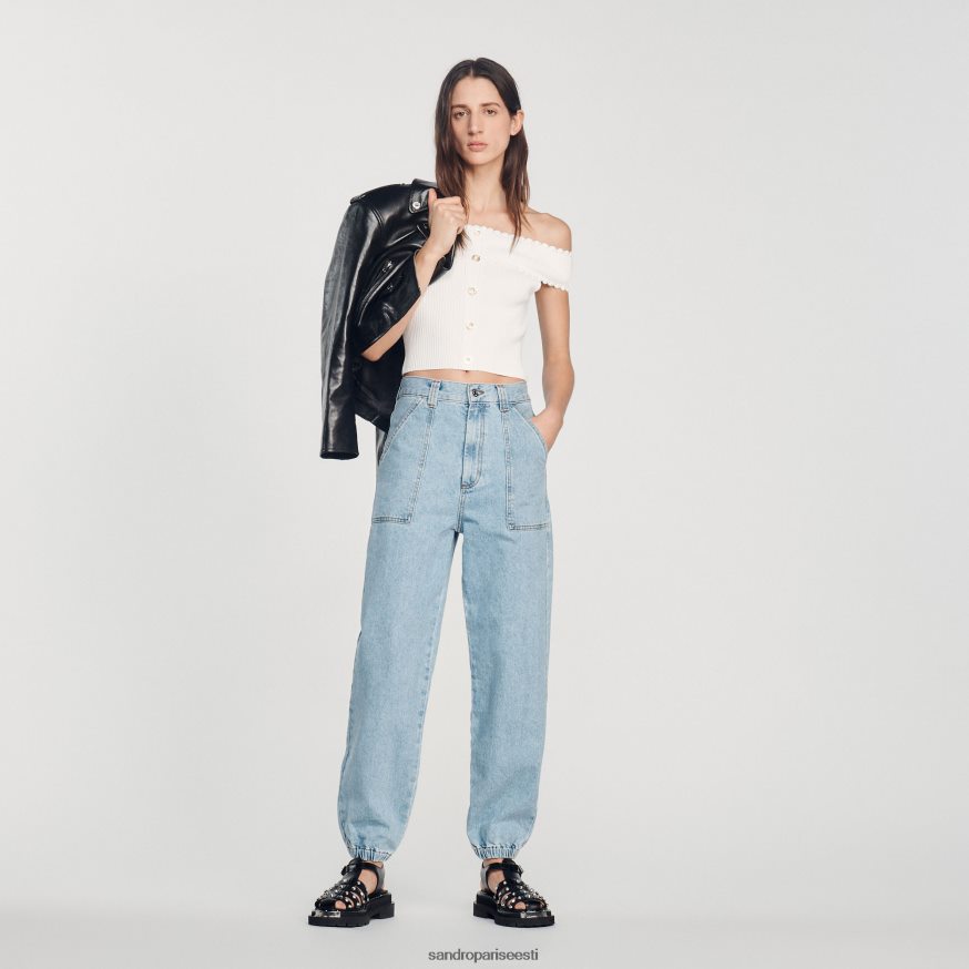 Sandro Paris kehakate naised kärbitud kootud topp BN4RF179 valge