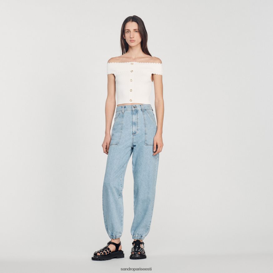 Sandro Paris kehakate naised kärbitud kootud topp BN4RF179 valge