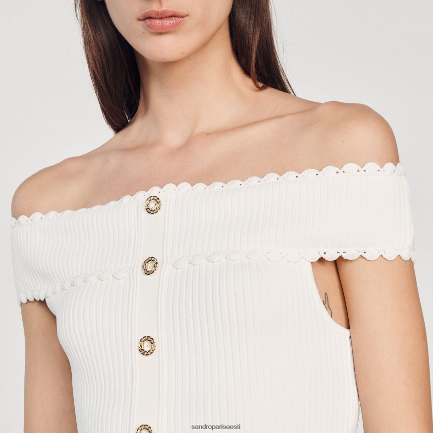 Sandro Paris kehakate naised kärbitud kootud topp BN4RF179 valge