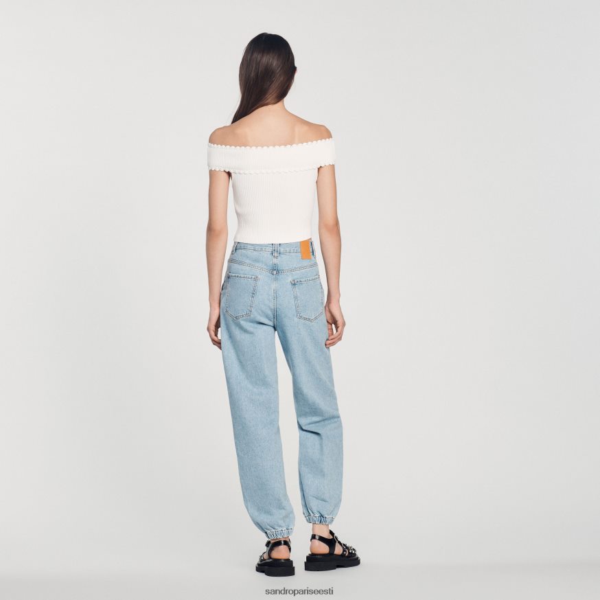 Sandro Paris kehakate naised kärbitud kootud topp BN4RF179 valge