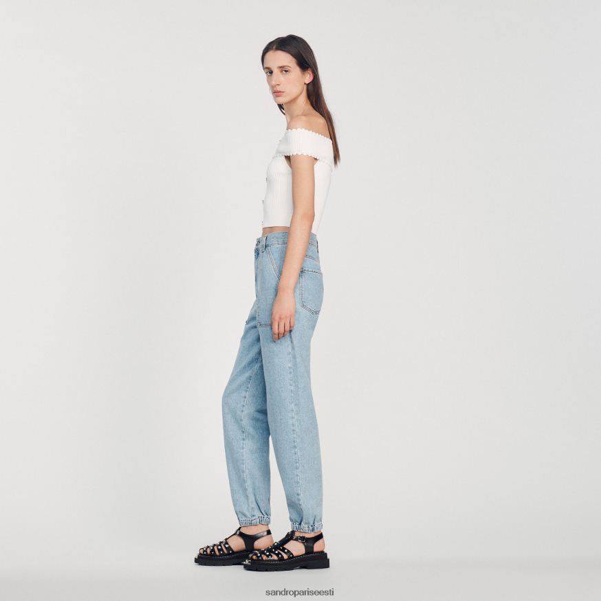 Sandro Paris kehakate naised kärbitud kootud topp BN4RF179 valge