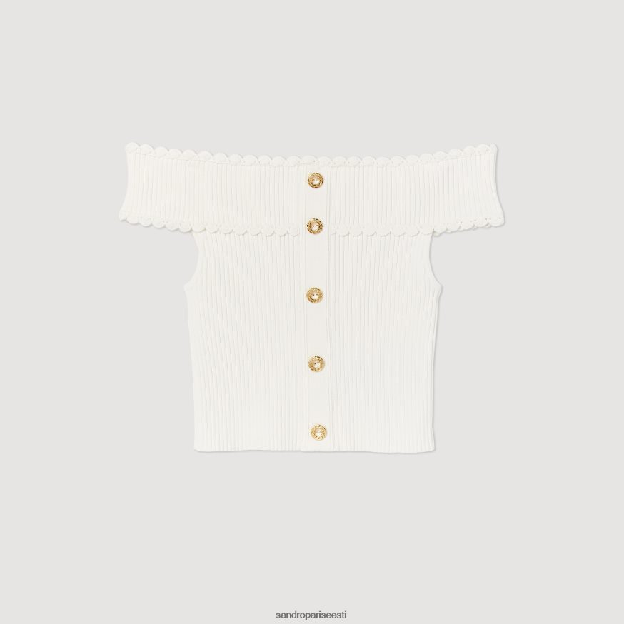 Sandro Paris kehakate naised kärbitud kootud topp BN4RF179 valge