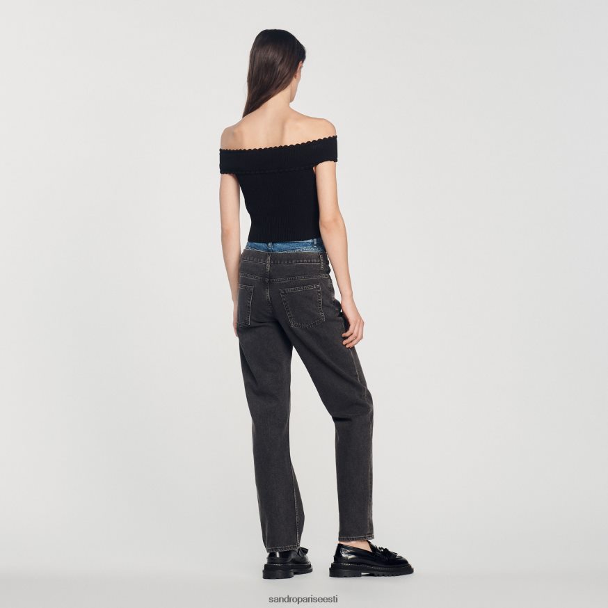 Sandro Paris kehakate naised kärbitud kootud topp BN4RF180 must