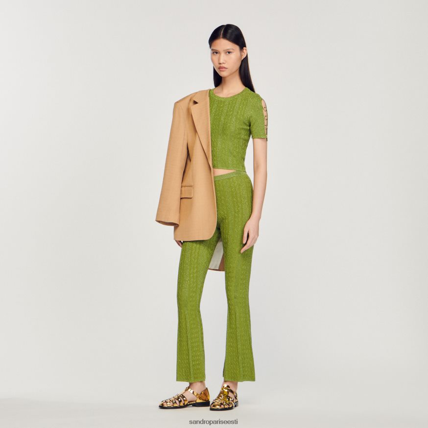 Sandro Paris kehakate naised kärbitud metallist kootud kampsun BN4RF92 kerge kaki