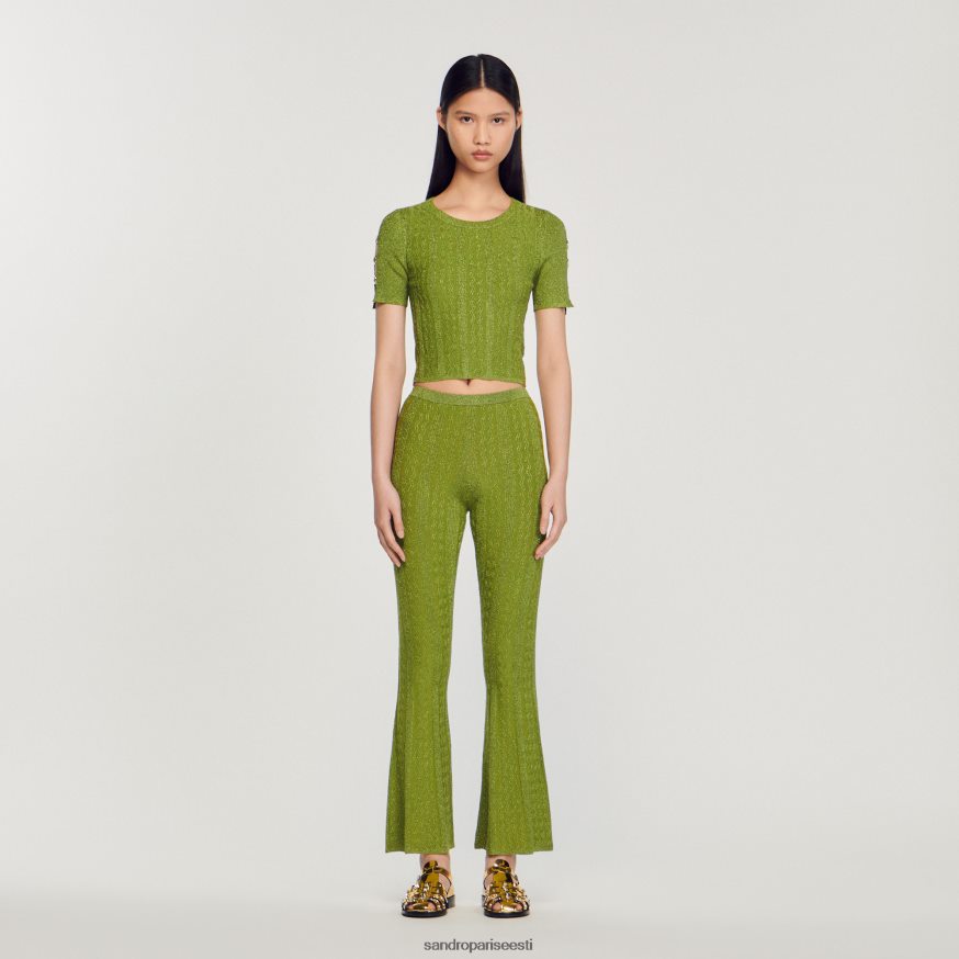 Sandro Paris kehakate naised kärbitud metallist kootud kampsun BN4RF92 kerge kaki