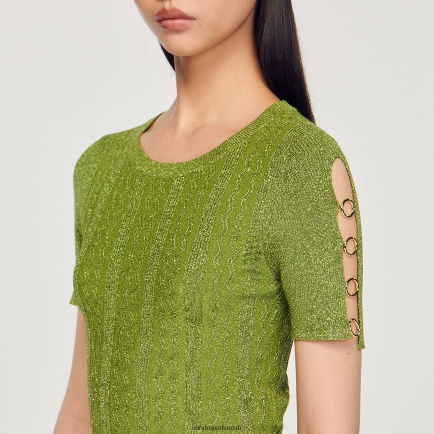 Sandro Paris kehakate naised kärbitud metallist kootud kampsun BN4RF92 kerge kaki