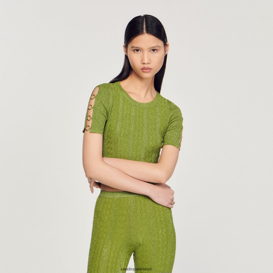 Sandro Paris kehakate naised kärbitud metallist kootud kampsun BN4RF92 kerge kaki