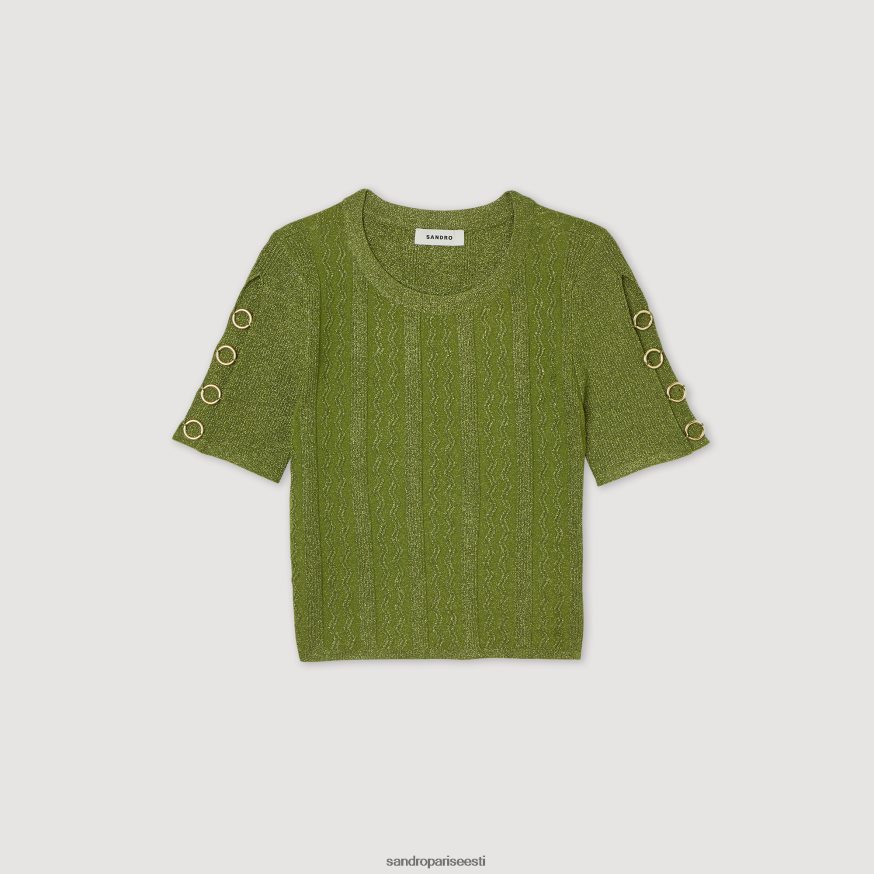 Sandro Paris kehakate naised kärbitud metallist kootud kampsun BN4RF92 kerge kaki