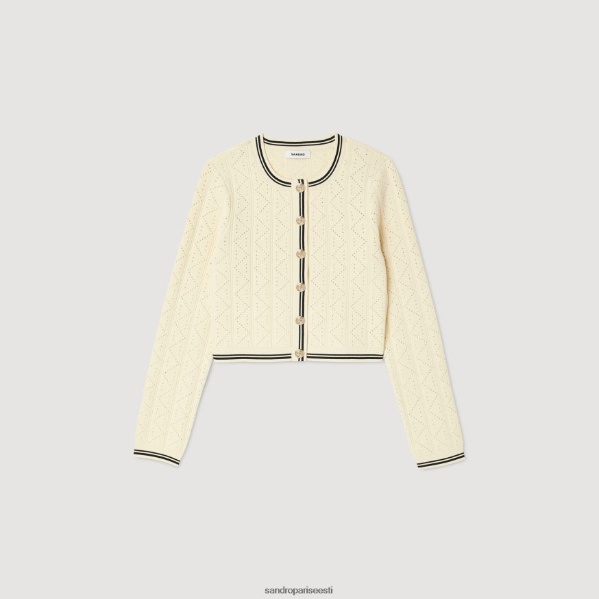 Sandro Paris kehakate naised kärbitud pointelle kootud kardigan BN4RF4 ekru