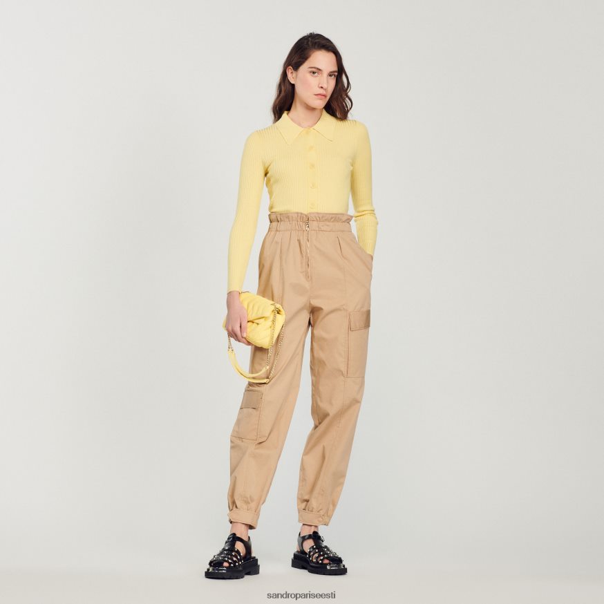 Sandro Paris kehakate naised kärbitud soonikuga kardigan BN4RF370 kollane