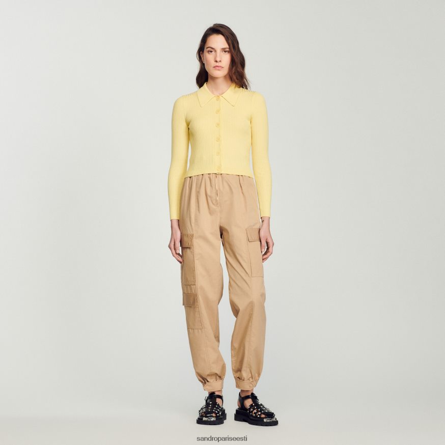 Sandro Paris kehakate naised kärbitud soonikuga kardigan BN4RF370 kollane