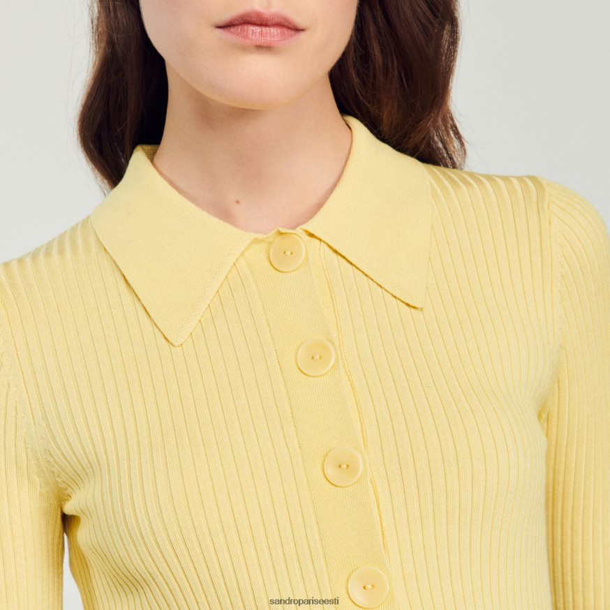 Sandro Paris kehakate naised kärbitud soonikuga kardigan BN4RF370 kollane