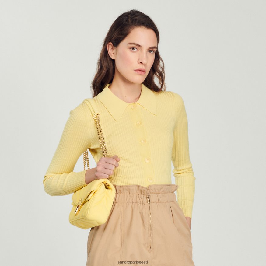 Sandro Paris kehakate naised kärbitud soonikuga kardigan BN4RF370 kollane
