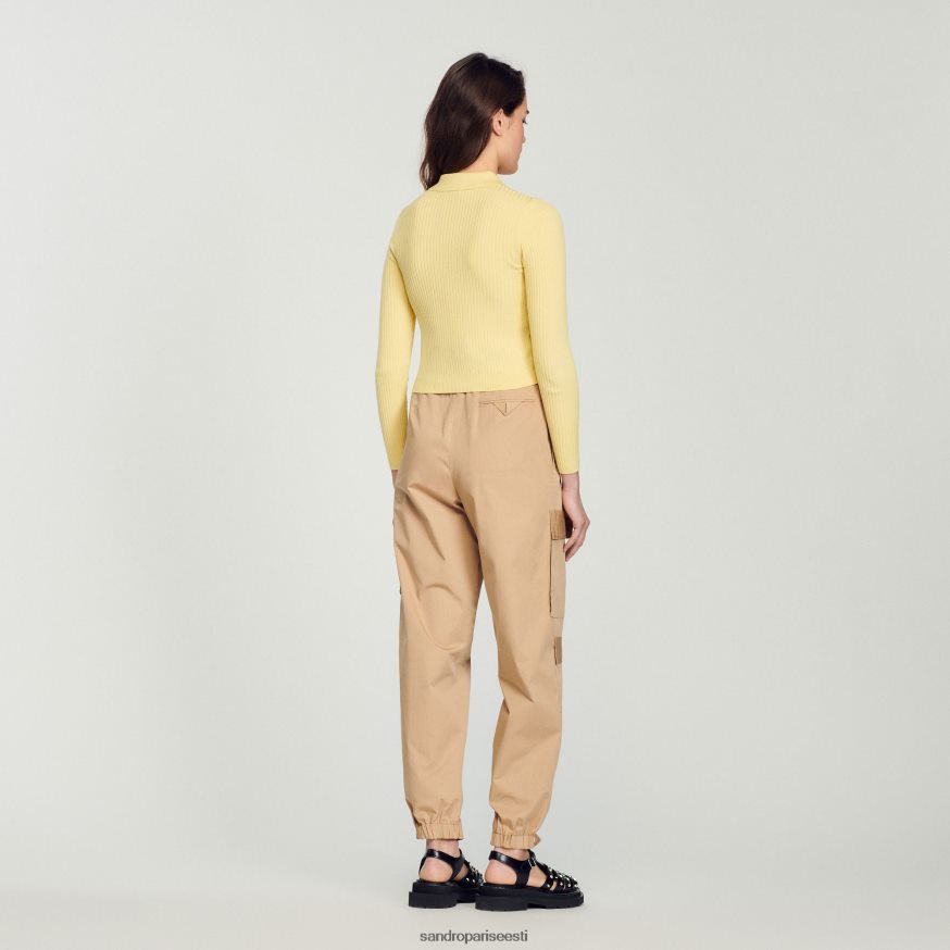 Sandro Paris kehakate naised kärbitud soonikuga kardigan BN4RF370 kollane