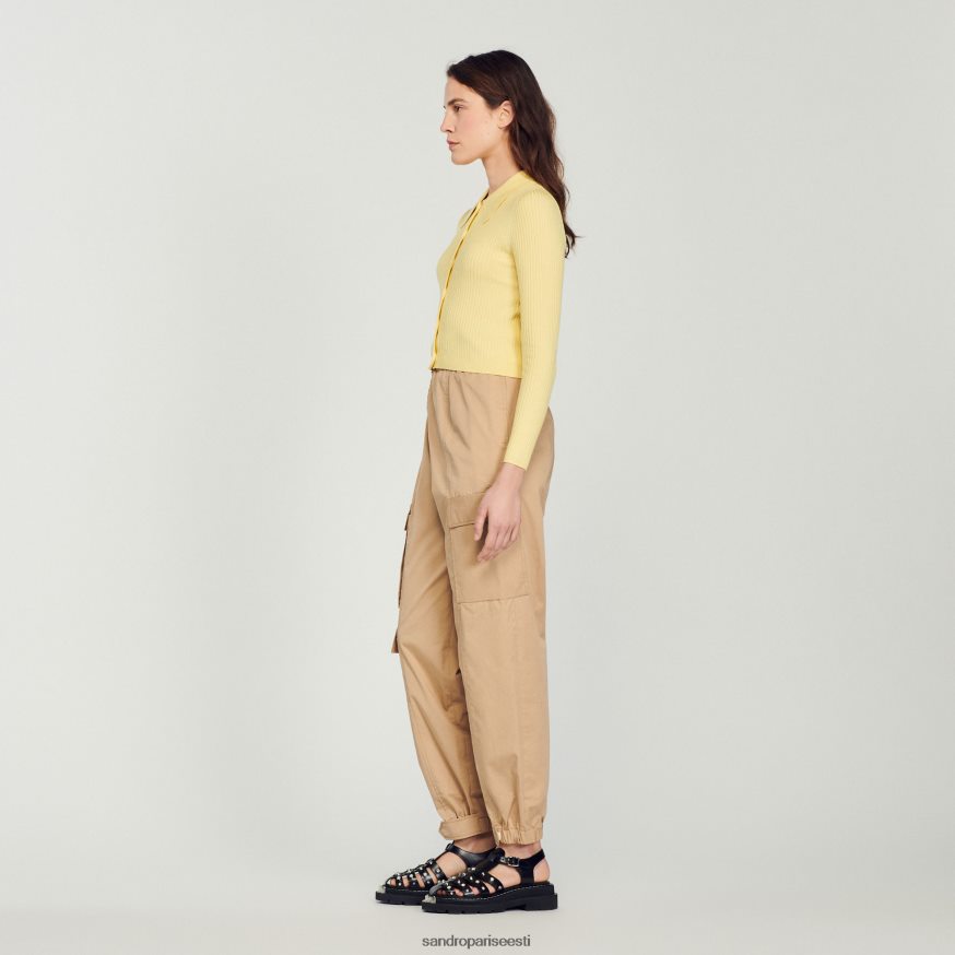 Sandro Paris kehakate naised kärbitud soonikuga kardigan BN4RF370 kollane