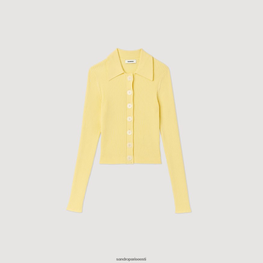 Sandro Paris kehakate naised kärbitud soonikuga kardigan BN4RF370 kollane