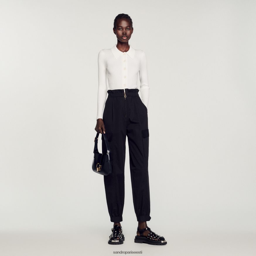 Sandro Paris kehakate naised kärbitud soonikuga kardigan BN4RF407 valge