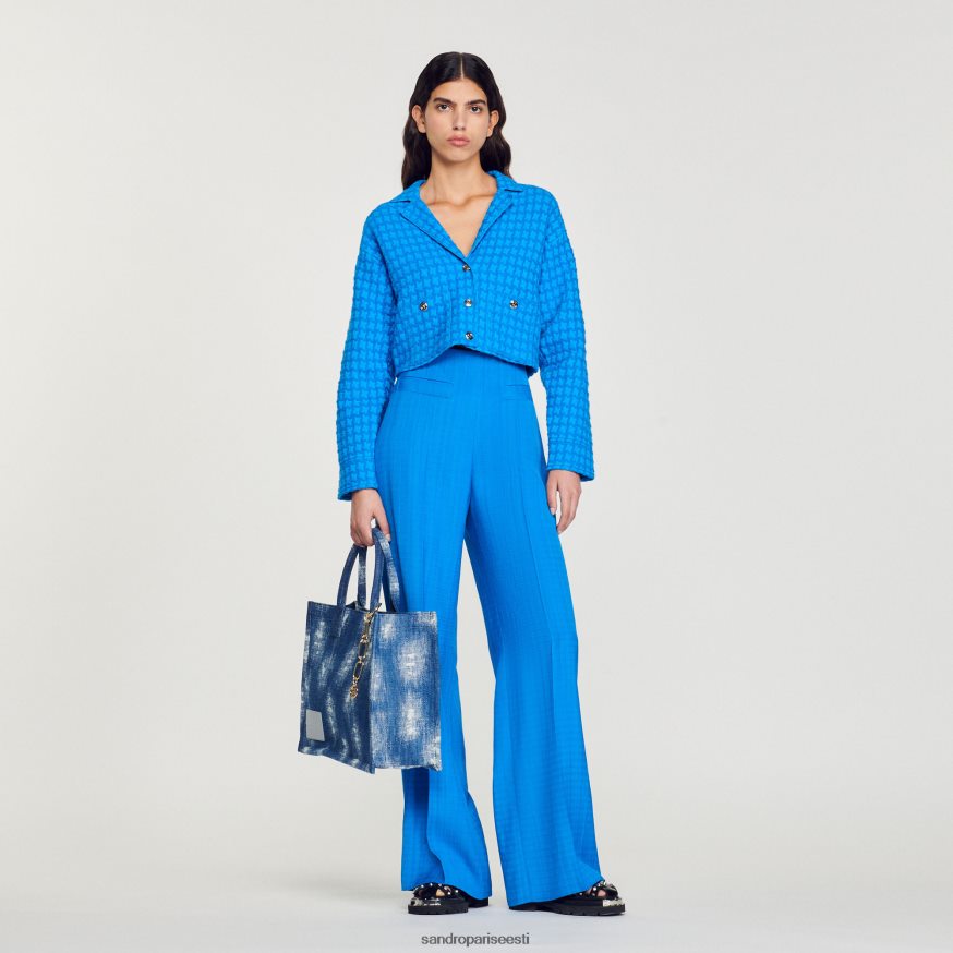 Sandro Paris kehakate naised kärbitud tviid mantel BN4RF343 elektrisinine