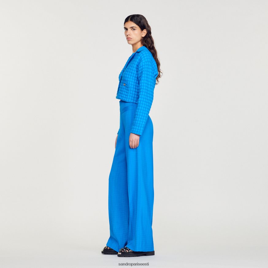 Sandro Paris kehakate naised kärbitud tviid mantel BN4RF343 elektrisinine