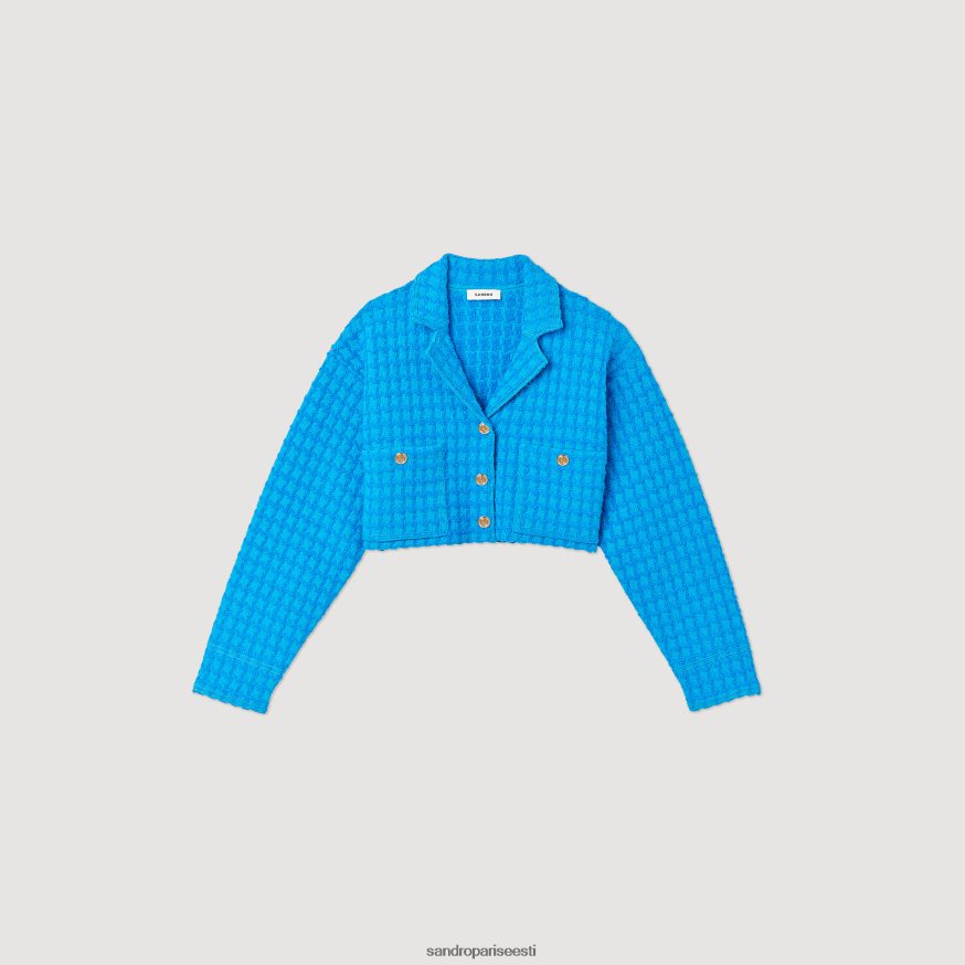 Sandro Paris kehakate naised kärbitud tviid mantel BN4RF343 elektrisinine