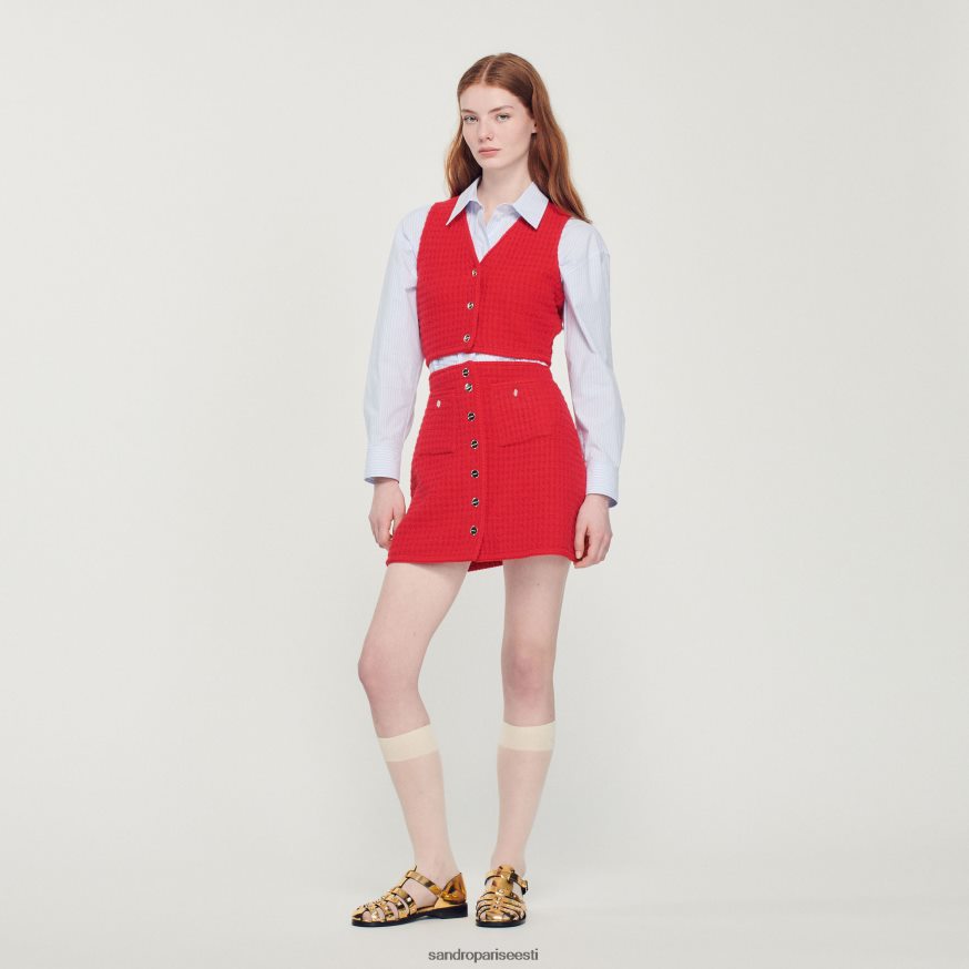 Sandro Paris kehakate naised kärbitud tviidkampsun BN4RF366 punane