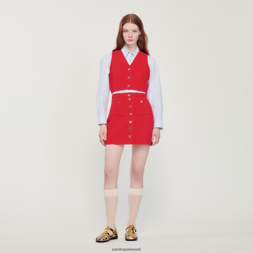 Sandro Paris kehakate naised kärbitud tviidkampsun BN4RF366 punane