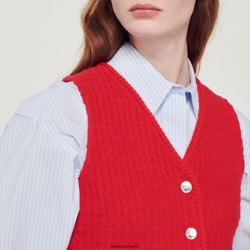 Sandro Paris kehakate naised kärbitud tviidkampsun BN4RF366 punane