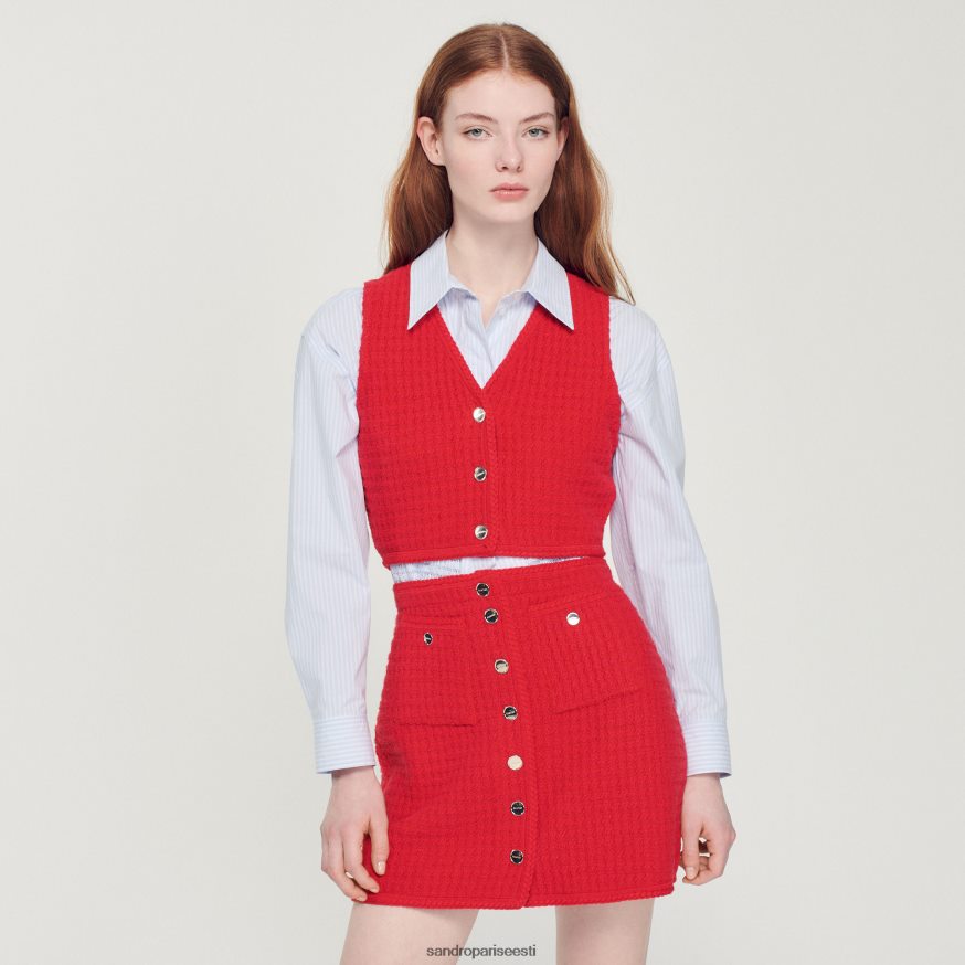 Sandro Paris kehakate naised kärbitud tviidkampsun BN4RF366 punane